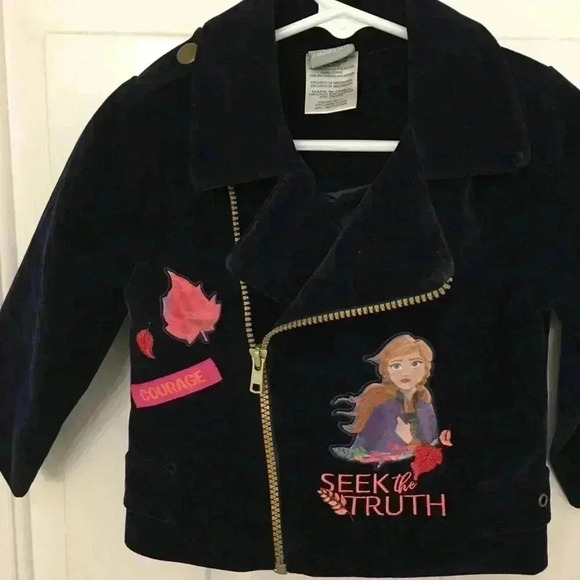 Disney Frozen II Navy Velour Girls Modo Jacket, 2T - Picture 3 of 11